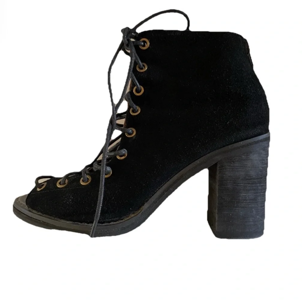 JEFFREY CAMPBELL Cors Black Suede BOOTIES Ankle Boots Size 8.5